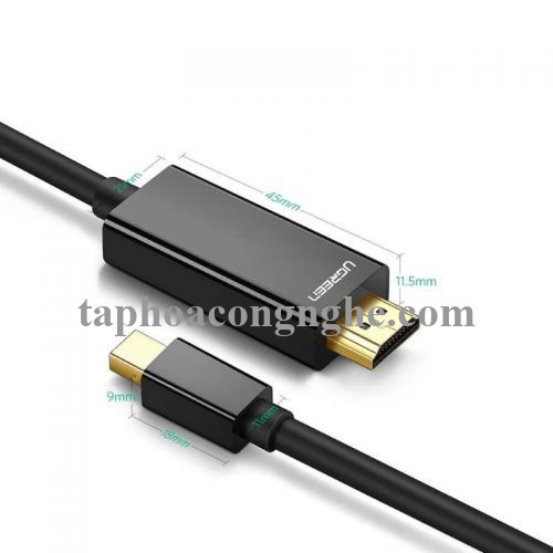 Ugreen 10436 3M màu Đen Cáp chuyển đổi Mini DP sang HDMI hỗ trợ phân phải 1080P MD101 30010436